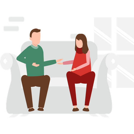 Man and woman sitting on couch  Illustration