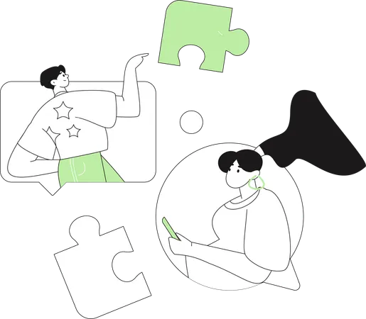 Man and woman solving problem  Illustration