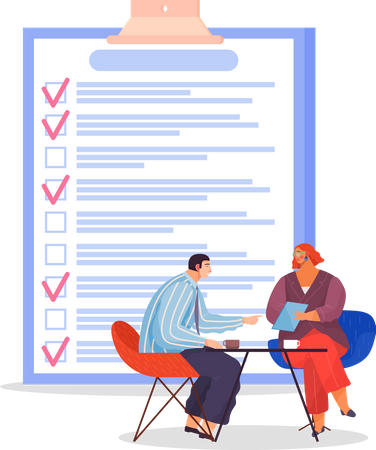 Man and woman stand near to do list  Illustration