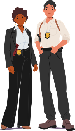 Man And Woman Standing Side By Side  Illustration