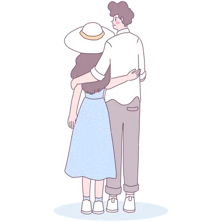 Man and woman standing together Illustration