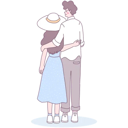 Man and woman standing together  Illustration