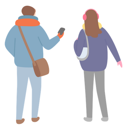 Man and woman standing together  Illustration