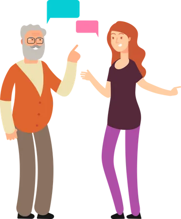 Conversation Between People Of Different Age Gender And Nationality Man And Woman Talking With Speech Bubbles Vector Set Isolated Speak And Chat Meeting And Communication Discussion Illustration Illustration