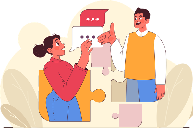 Man and woman talking about business solution  Illustration