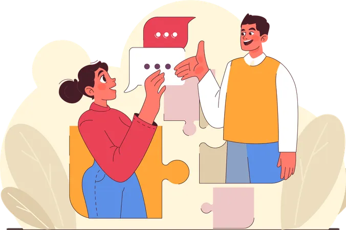 Man and woman talking about business solution  Illustration