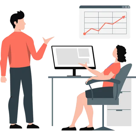 Man and Woman talking about business success  Illustration