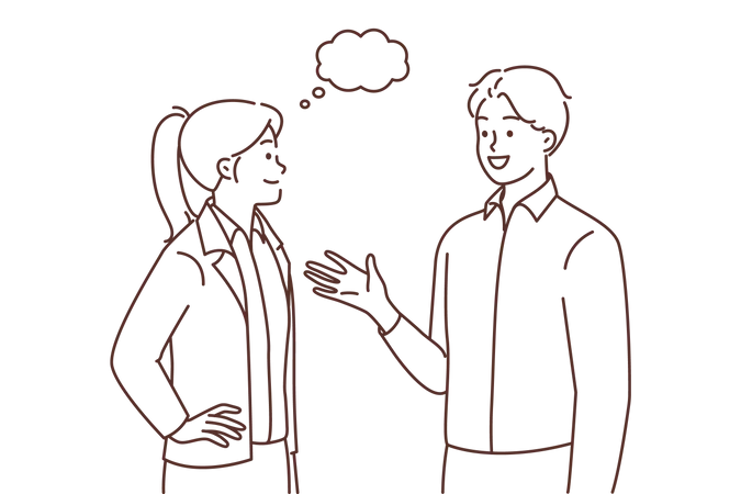 Man and woman talking each other  Illustration