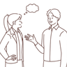 illustration man and woman talking each other