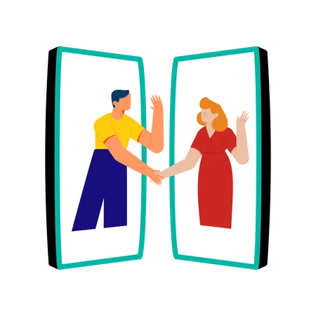 Man and woman talking on Face time call  Illustration