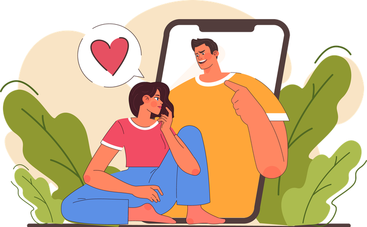 Man and woman talking online  Illustration