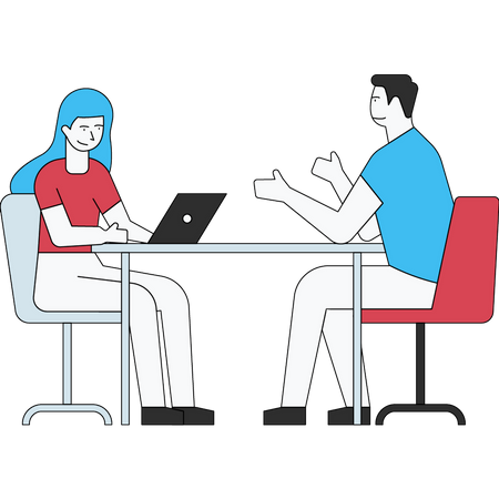 Man and woman talking to each other  Illustration