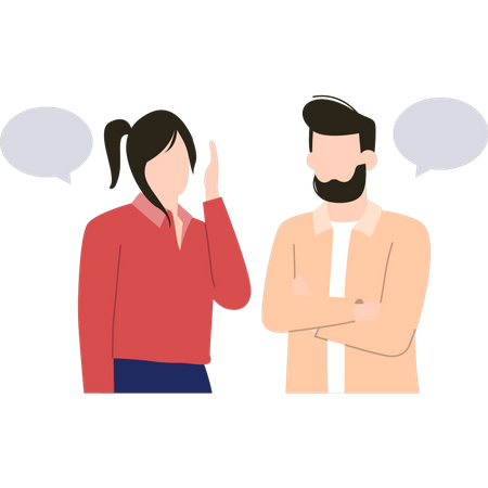 Man and woman talking to each other Illustration