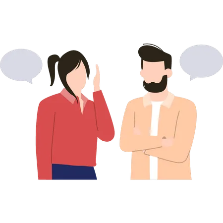 Man and woman talking to each other Illustration