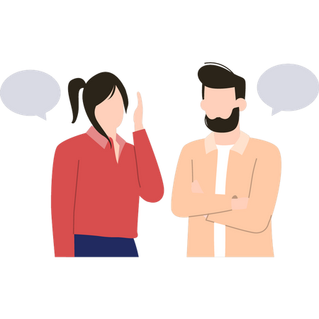 Man and woman talking to each other  Illustration