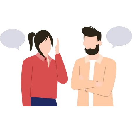 Man and woman talking to each other  Illustration