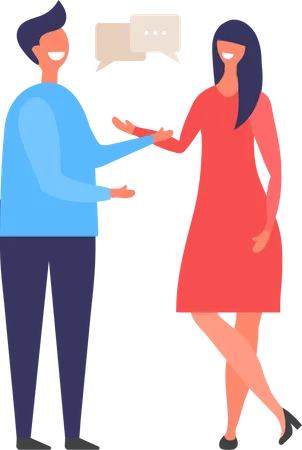 Man and woman talking to each other  Illustration