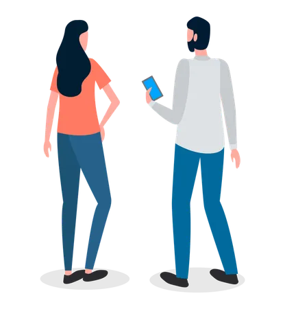 Man and woman talking to each other  Illustration