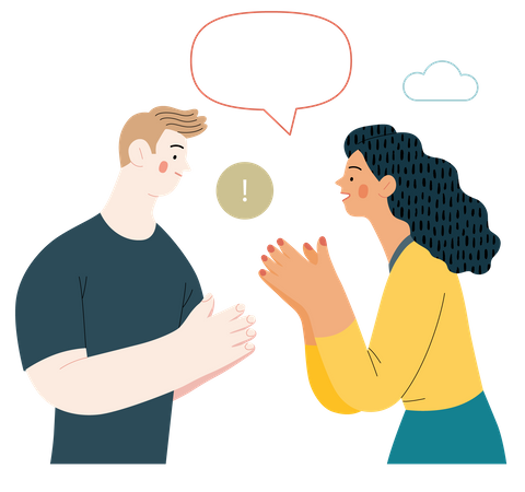 Man and woman talking with each other  Illustration