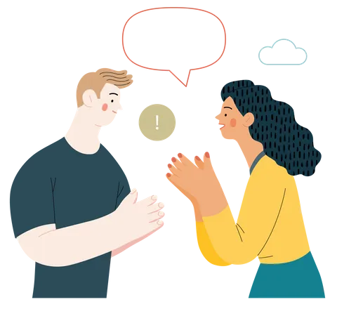 Man and woman talking with each other  Illustration