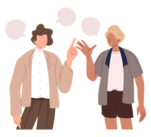 Man and woman talking with each other Illustration