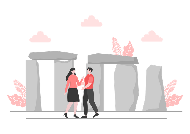 Man and woman travelling around world  Illustration