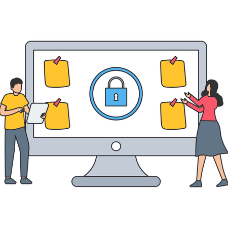 Man and woman Unlock Notes  Illustration