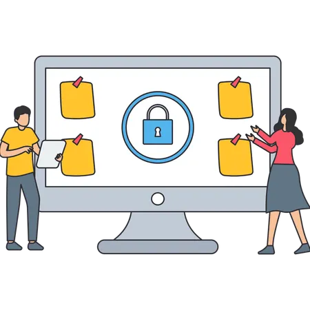 Man and woman Unlock Notes  Illustration