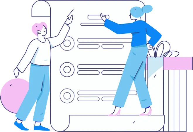 Man and woman with Customer Feedback Questions  Illustration