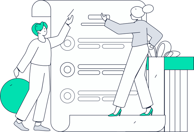 Man and woman with Customer Feedback Questions  Illustration