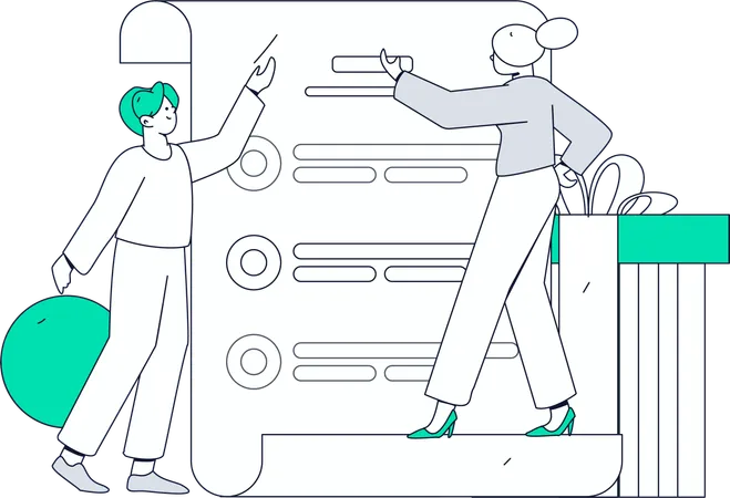 Man and woman with Customer Feedback Questions  Illustration