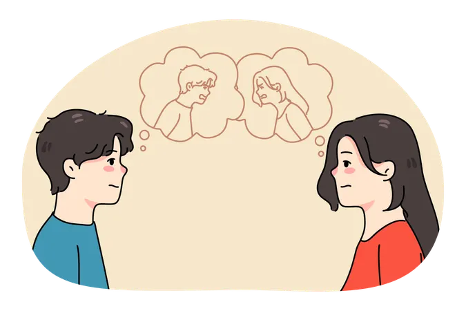 숨겨진 감정을 가진 남자와 여자  일러스트레이션