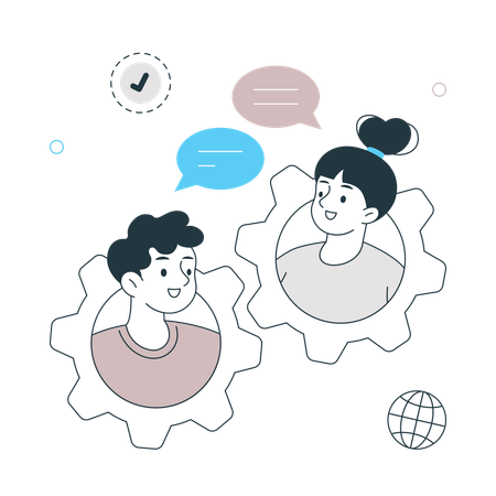 Man and woman working as Distributed Team  Illustration
