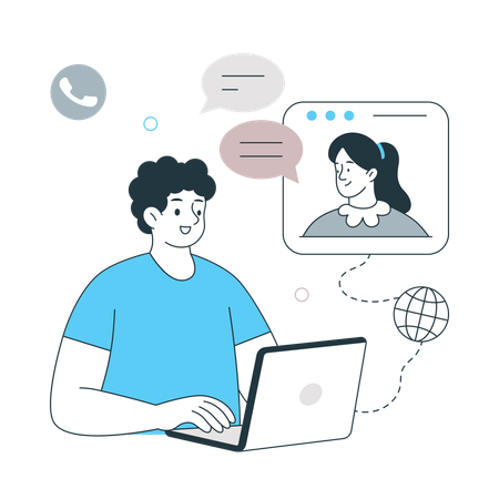 Man and woman working as Global Cooperation  Illustration