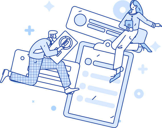 Man and woman working on business report  Illustration