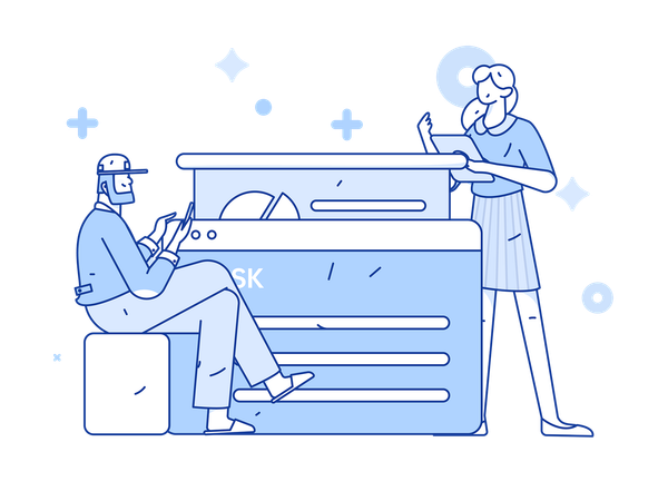 Man and woman working on business task  Illustration