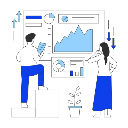 Man and woman working on Data Collection  Illustration