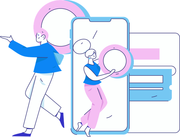 Man and woman working on Loyalty Program  Illustration