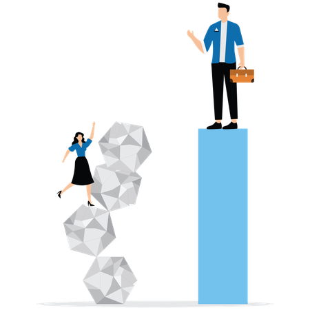 Man and woman working on Stability and risk  Illustration