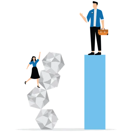 Man and woman working on Stability and risk  Illustration