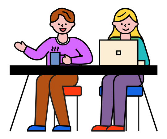 Man and woman working together  Illustration