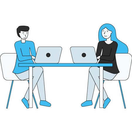 Man and woman working together  イラスト