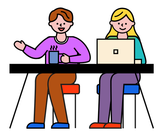 Man and woman working together  イラスト