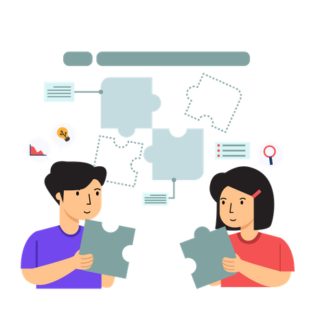 Man and Women working on SEO  Illustration