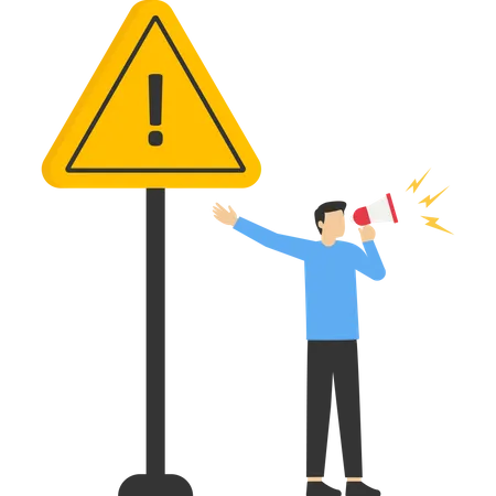 Man announce to a symbol sign alert  Illustration