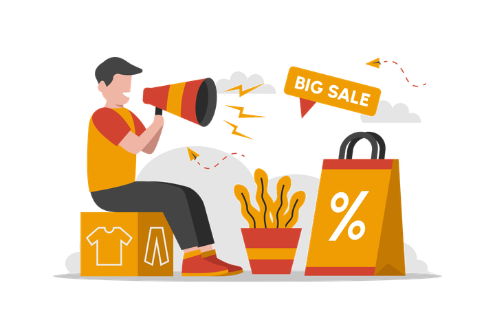 Man announcing Big Sale  Illustration