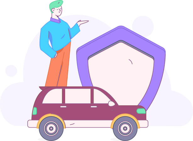 Man Announcing Car Insurance Policy  Illustration