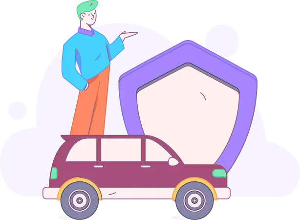 Man Announcing Car Insurance Policy  Illustration