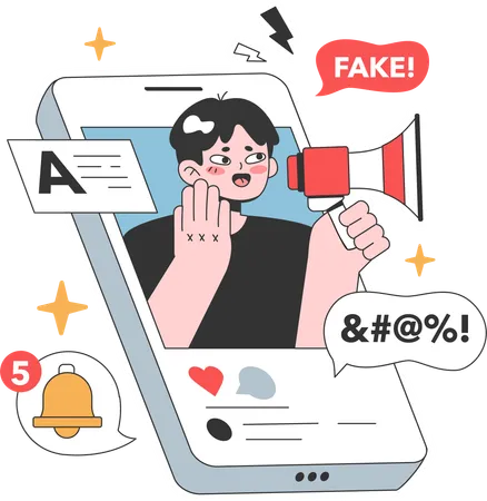 Man announcing fake news  Illustration