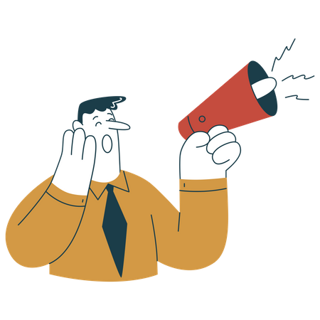 Man announcing for sale in megaphone  Illustration